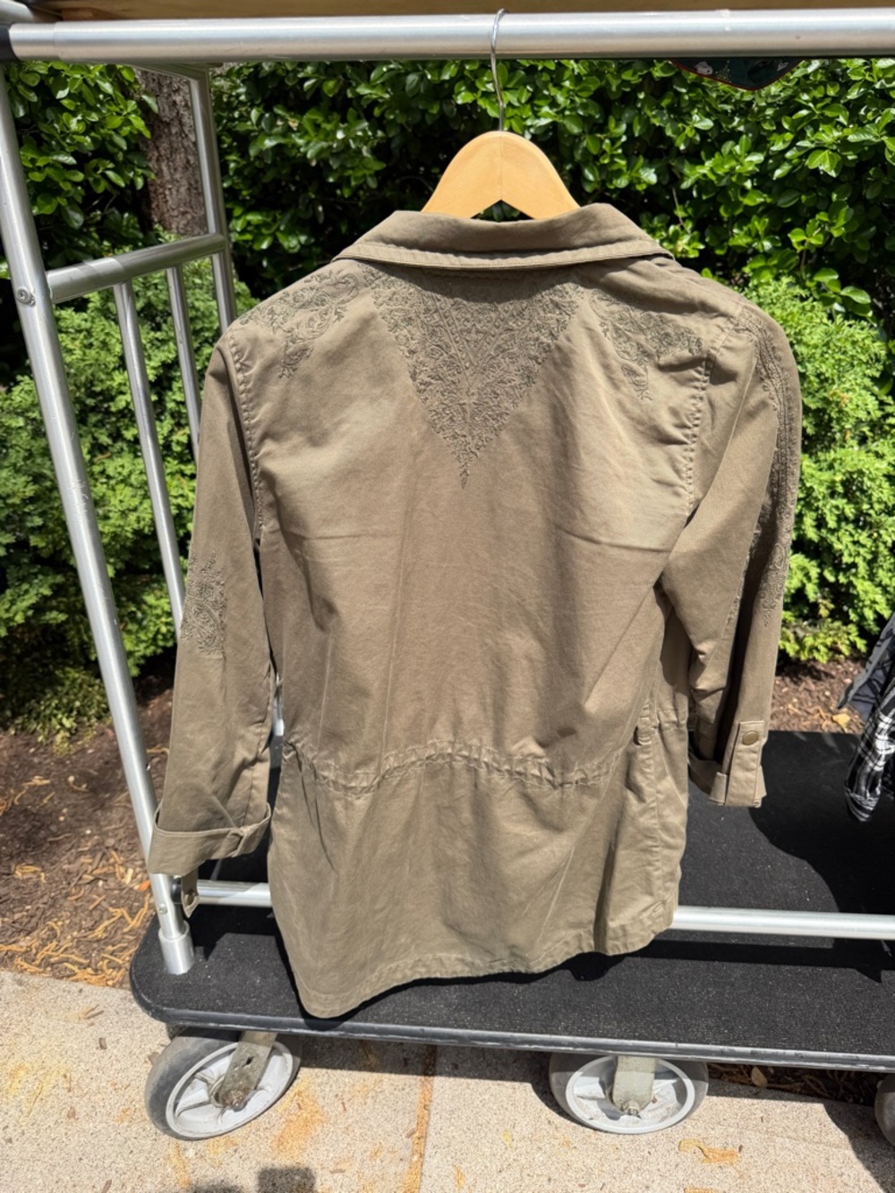 Joie Olive Utility Jacket Small Embroidered Military Style - Picture 3 of 3